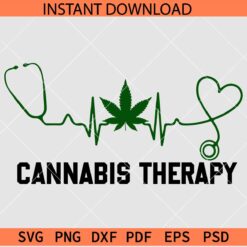 Cannabis therapy heartbeat SVG, Heart rate cannabis therapy SVG