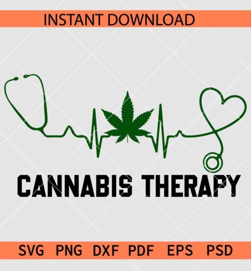 Cannabis therapy heartbeat SVG, Heart rate cannabis therapy SVG