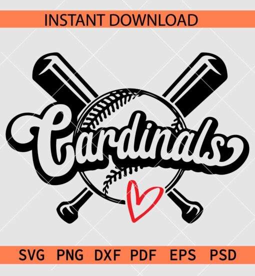 Cardinals Baseball Ball and Hit Sticks SVG, Cardinals Baseball Vector