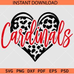 Cardinals Leopard Prints Heart SVG, Cheetah Prints Cardinals SVG