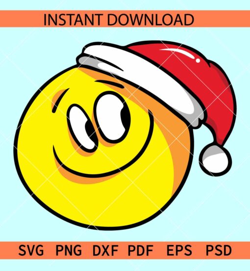 Cartoon face with Santa hat SVG, Santa Cartoon SVG, Baby Christmas SVG