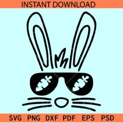 Cat bunny carrot sunglasses svg, Bunny face with Sunglasses SVG, Easter Bunny with Carrot sunglasses SVG