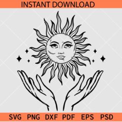 Celestial Girl Face SVG, Celestial Face and Hands SVG, Moon Face and Hands SVG