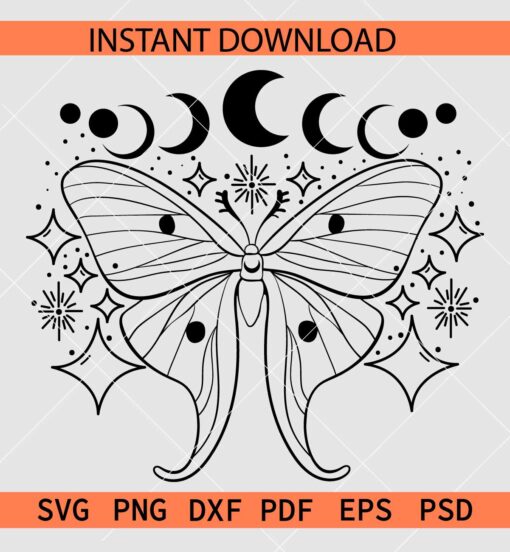 Celestial moth SVG, Celestial Butterfly SVG, Moon Butterfly SVG