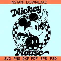 Checkered Magical Mickey Mouse SVG, Retro Mickey Mouse SVG, Waving Disney SVG