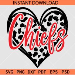 Chiefs inside Leopard Prints Heart SVG, Animal Prints Love Symbol Chiefs SVG, The Chiefs SVG