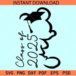 Class of 2025 Disney Line art SVG, Mickey Class of 2025 SVG, Mickey with graduation hat SVG
