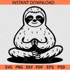 Cute Sloth SVG, Sitting Sloth Silhouette SVG,  Transparent Sloth Yoga SVG
