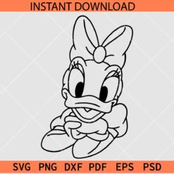 Daisy Duck SVG, Daisy with Bow SVG, Disney Duck Sketch SVG