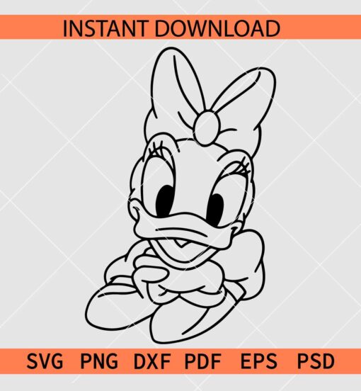 Daisy Duck SVG, Daisy with Bow SVG, Disney Duck Sketch SVG