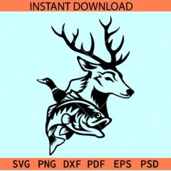 Deer duck fish SVG, Fishing Design SVG, Hunting Season SVG