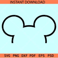 Disney Ears Outline SVG, Mickey Ears Outline SVG, Mickey mouse ears line art SVG