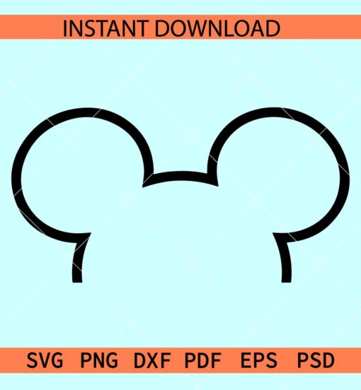 Disney Ears Outline SVG, Mickey Ears Outline SVG, Mickey mouse ears line art SVG