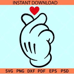 Disney Gloved Hand Love Symbol svg, Disney Gloved Hand with heart Symbol svg, Disney Love Hands ASL SVG