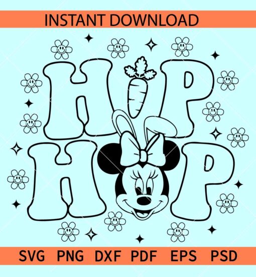 Disney Hiphop SVG, Easter Minnie SVG, Disney Bunny SVG, Minnie with Bunny Ears SVG