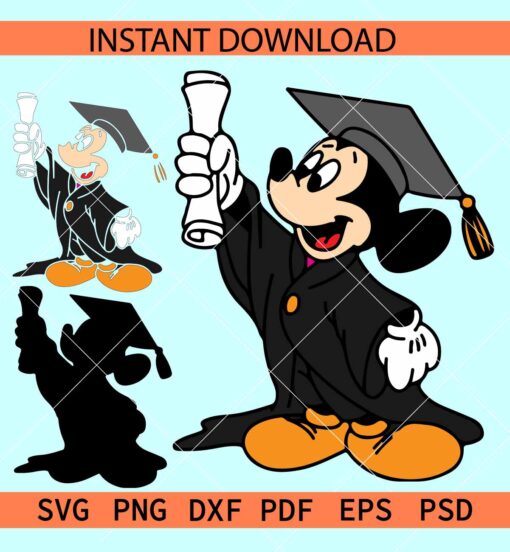 Disney graduation layered SVG, Mickey with graduation hat SVG, Mickey Mouse Graduation SVG