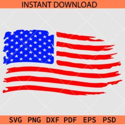 Distressed American Flag Colored SVG, Grunge Patriotic Flag SVG, 4th of July Ragged Flag SVG