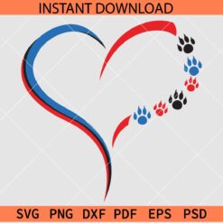 Dog Paw in Heart Symbol SVG, Dog Lover SVG