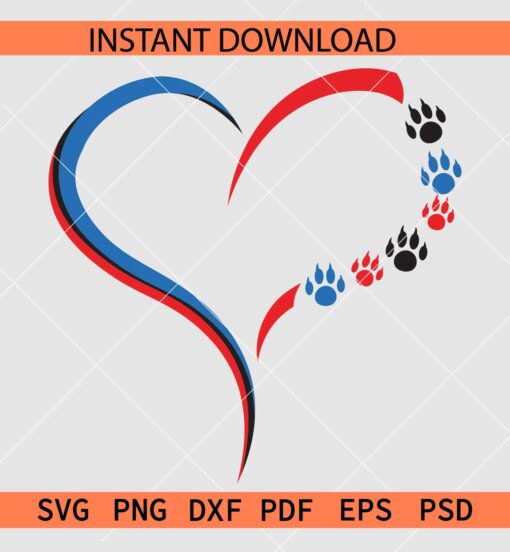 Dog Paw in Heart Symbol SVG, Dog Lover SVG