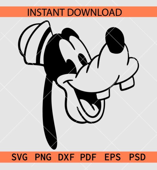 Dog pluto Head Outline SVG, Pluto Dog Sketch SVG, Pluto Dog Stencil SVG