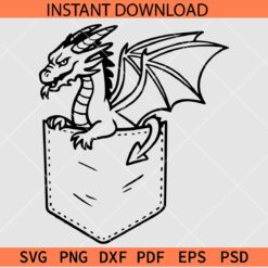 Dragon Pocket Shirt SVG, Dragon Pocket Sketch SVG, Pocket Drawing with Dragon SVG