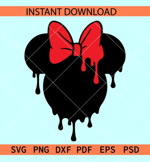 Dripping Minnie Head SVG, Dripping Disney Head SVG, Minnie Head Dripping Silhouette SVG