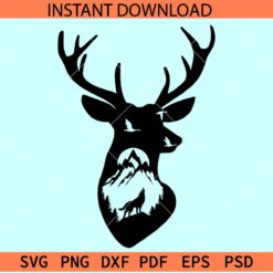 Duck Deer and wolf SVG, Hunting Season SVG, Deer Hunting SVG, Stag head with mountain SVG