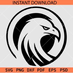 Eagle Head Wreath SVG, Eagle Head Vector in a circle SVG, Circle US Bird SVG