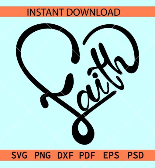 Faith heart symbol SVG, Inspirational Heart Symbol SVG, Faith Love Symbol SVG