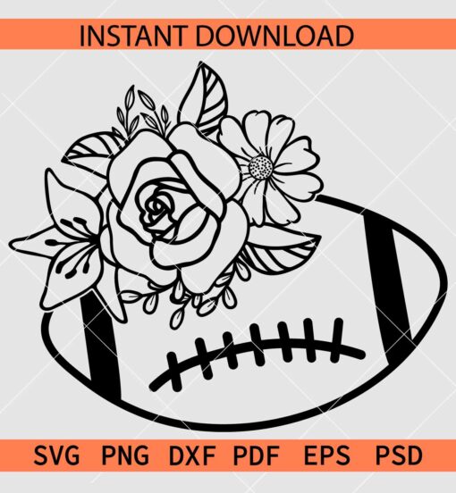 Floral Football ball Sketch SVG, Football Ball Flowers SVG, Football Ball stencil SVG