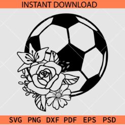 Floral Soccer ball Sketch SVG, Football Ball Vector SVG, Floral Soccer Ball Décor SVG