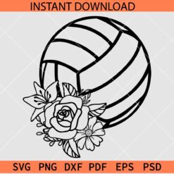 Floral Volleyball Ball Décor SVG, Floral Volleyball ball Sketch SVG