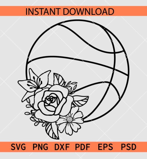 Floral Volleyball ball Sketch SVG, Volleyball Ball Vector SVG, Floral Volleyball Ball Décor SVG