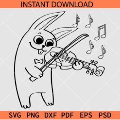 Funny Cartoon Bunny with violin SVG, Music Cartoon Bunny SVG