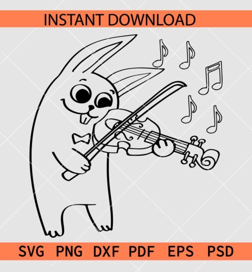 Funny Cartoon Bunny with violin SVG, Music Cartoon Bunny SVG