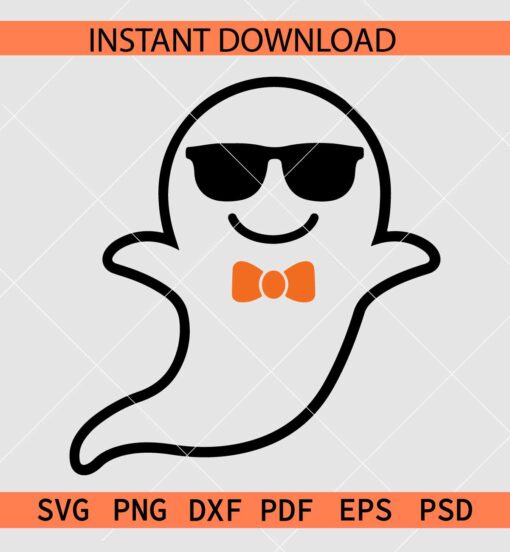 Ghost with Sunglasses SVG, Ghost with Bow SVG, Halloween Ghost with Bow SVG