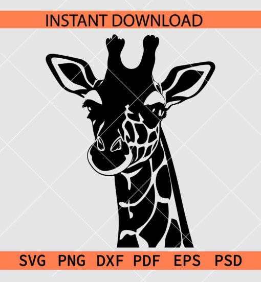 Giraffe Head Silhouette SVG, Giraffe Head Vector SVG, Giraffe Head Stencil SVG