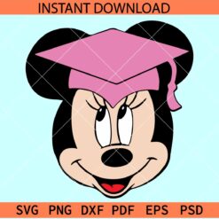 Graduation Minnie  SVG, Minnie with graduation Hat SVG, Girl Graduation SVG