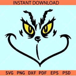 Grinch face Outline SVG, Christmas Grinch Face SVG