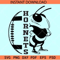 Half Football Ball Hornets SVG,  Hornets Football Ball SVG, The hornets Football SVG