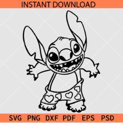  Happy Love Stitch SVG, Valentine Stitch SVG, Stitch with Hearts SVG