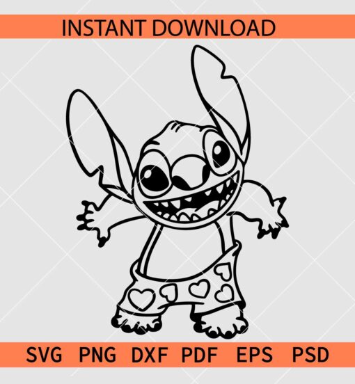  Happy Love Stitch SVG, Valentine Stitch SVG, Stitch with Hearts SVG