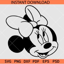 Happy Minnie Head SVG, Minnie with Bow SVG, Disney Head with bow Transparent SVG