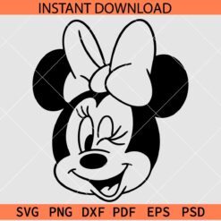 Happy Minnie Winking SVG, Minnie with Bow Winking SVG, Happy Disney Head with bow SVG