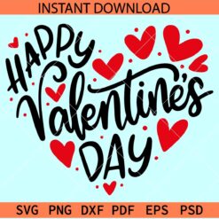 Happy Valentines Day Heart SVG, Wavy Happy Valentines Day SVG, Valentines Day Love symbol SVG