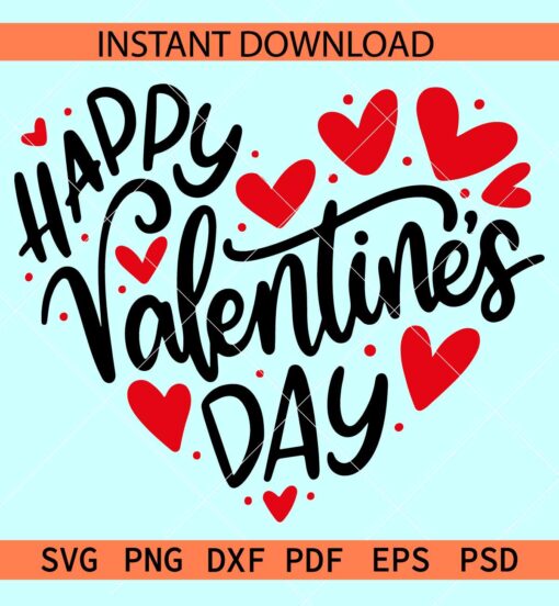 Happy Valentines Day Heart SVG, Wavy Happy Valentines Day SVG, Valentines Day Love symbol SVG