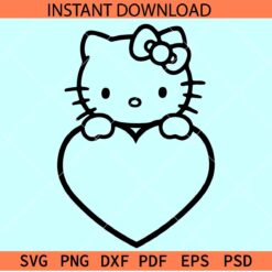 Hello kitty heart symbol SVG, Valentine Kitten SVG, Valentine Cat SVG