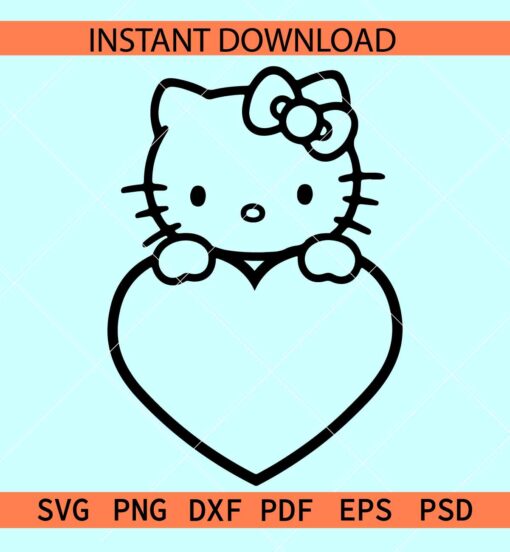 Hello kitty heart symbol SVG, Valentine Kitten SVG, Valentine Cat SVG