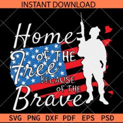 Home of the free because of the brave SVG, USA Map and Flag Army SVG
