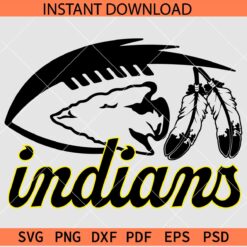 Indians Football SVG, Indians Logo SVG, Indian Feathers SVG